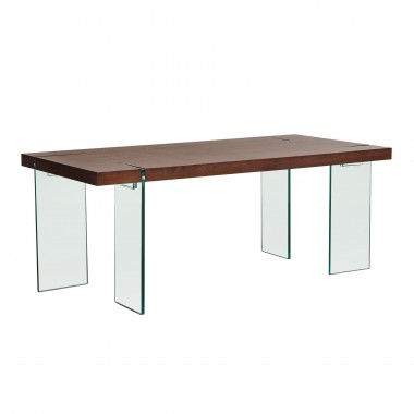 Diamond Sofa Rectangle Dining Table with Glass Leg - White Lacquer or Java Veneer Top - 10% off SALE!