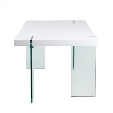 Diamond Sofa Rectangle Dining Table with Glass Leg - White Lacquer or Java Veneer Top - 10% off SALE! Hover