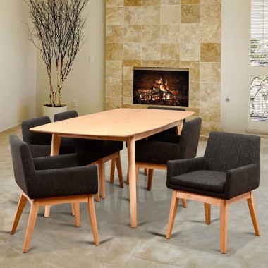 Midtown Concept Ruby 7 Piece Liqurice Rectangular Dining Set