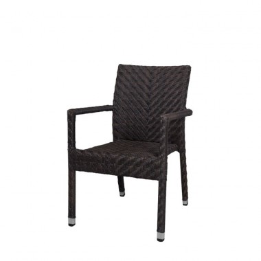 Miami Dining Arm Chair - Espresso Wicker - Angled