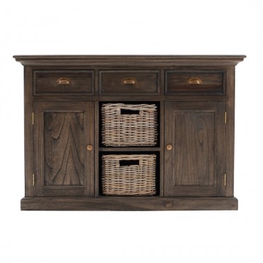 NovaSolo Halifax Mindi Wood Buffet with 2 Baskets
