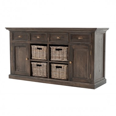 NovaSolo Halifax Mindi Wood Buffet with 4 Basket Set Hover
