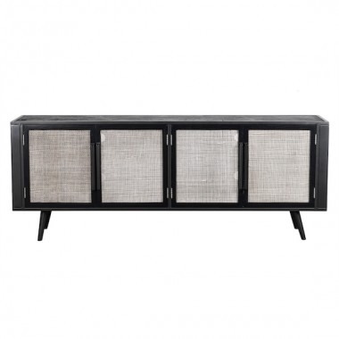 NovaSolo Nordic Smooth Boat Wood & Iron TV Dresser - 4 Doors