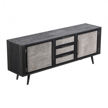 NovaSolo Nordic Smooth Boat Wood & Iron Buffet 2 Doors 3 Drawers Hover