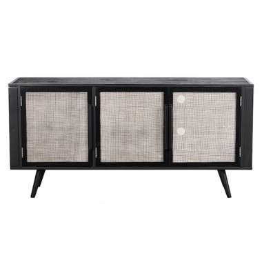 NovaSolo Nordic Mindi Smooth Boat Wood & Iron TV Dresser - 3 Doors