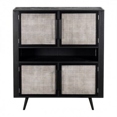 NovaSolo Nordic Mindi Smooth Boat Wood & Iron Buffet - 4 Doors