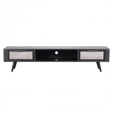 NovaSolo Nordic Mindi Smooth Boat Wood & Iron TV Dresser - 2 Drawers