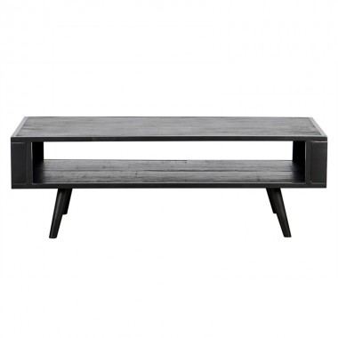  NovaSolo Nordic Mindi Smooth Boat Wood & Iron Coffee Table Open Shelf