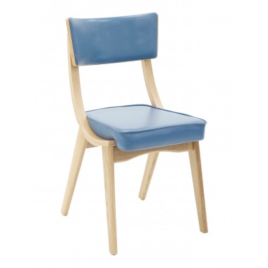 European Beechwood Wood Dining Chair - Blue - Front