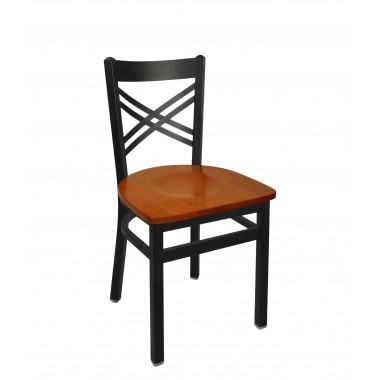 Akrin Cross Back Chair With Steel Frame And Sand Black Finish
