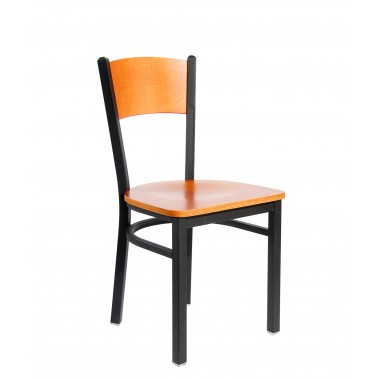 Dale Solid Wood Back Chair In Steel Frame And Sand Black Finish
