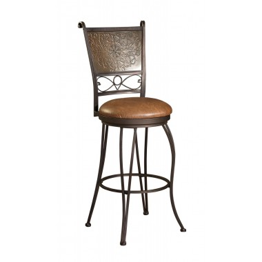 Powell Bronze with Muted Copper Stamped Back Bar Stool Hover