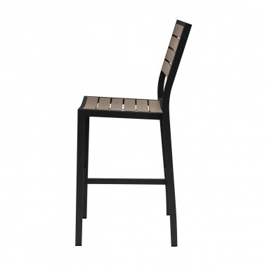Source Furniture Napa Bar Side Chair - Black/Silver Frame And Gray/Teak Seat & Back Hover