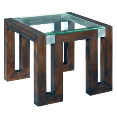 Allan Copley Designs Calligraphy Square Glass Top End Table