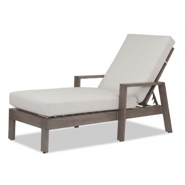 Laguna Aluminum Chaise Lounge With Cushions In Canvas Flax - White BG