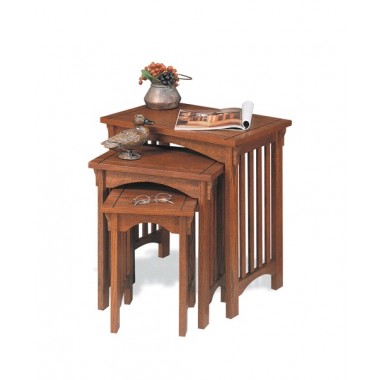 Powell Mission Oak 3 Nested Tables Hover