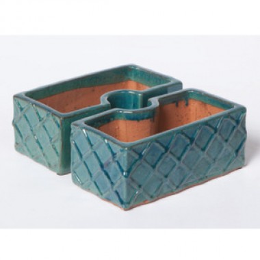 Alfresco Home Trellis Square Umbrella Planter - Atlantis Blue