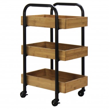 Oceanstar Portable Storage Cart with 3 Easy Removable Bamboo Trays Hover