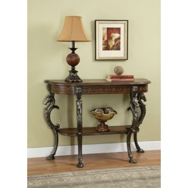 Powell Masterpiece Floral Hand Painted Demilune Console Table