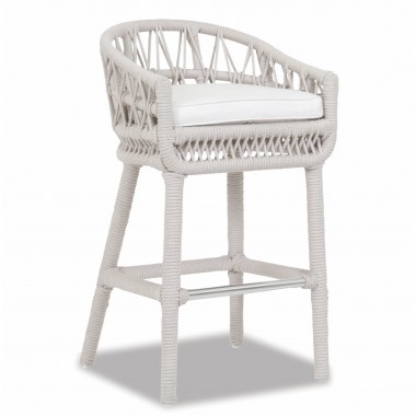 Dana Rope Bar Stool With Cushion in Linen Canvas