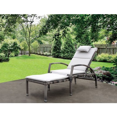 Taupe Beach Front Deck Chair to Chaise Lounge Combo