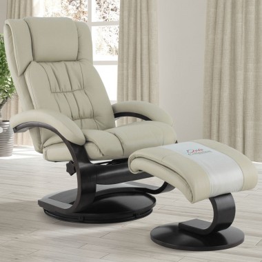 Narvick Recliner and Ottoman in Beige Breathable Air Leather