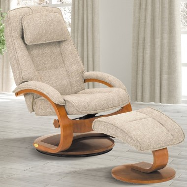 Bergen Recliner and Ottoman in Teatro Linen Breathable Air Leather