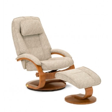 Mac Motion Oslo Bergen Recliner and Ottoman in Teatro Linen/Teatro Graphite Breathable Air Leather Hover