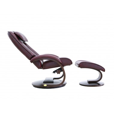 Mac Motion Oslo Bergen Recliner and Ottoman in Merlot/Cobblestone Top Grain Leather Hover