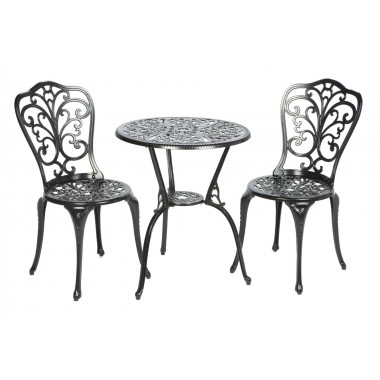 Alfresco Home Triora Cast Aluminum Bistro Set in Blacksmith/Lipstick Red Finish Hover