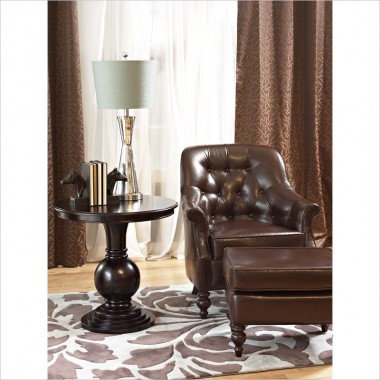 Powell Round Accent Table in Espresso Hover