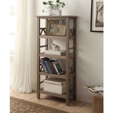 Linon Home Decor Titian Rustic Gray Bookcase