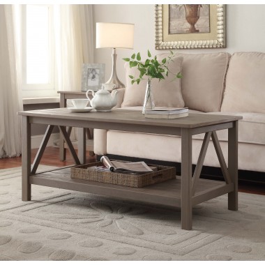 Linon Home Decor Titian Rustic Gray Coffee Table