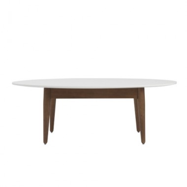 EuroStyle Manon Oval Coffee Table - White/Dark Walnut