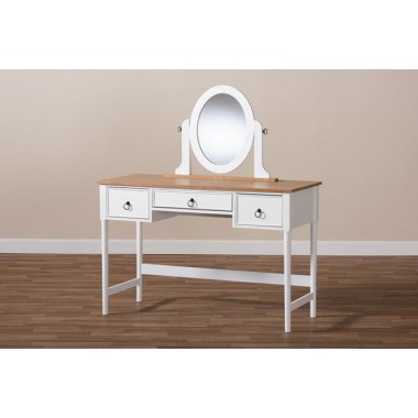 Baxton Studio Sylvie 3 Drawer Bedroom Vanity Table Hover