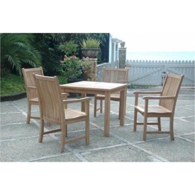 Anderson Teak Bahama 35" Square Bistro Table and 4 Chicago Dining Armchair