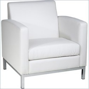 Avenue Six Park Avenue Armchair in White Faux Leather Fabric