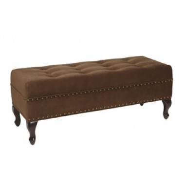 Avenue Six Victoria Tufted Bench in Chocolate Velvet Fabric
