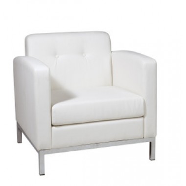 Avenue Six Wall Street Arm Chair in White Faux Leather Fabric
