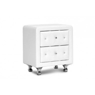Baxton Studio Stella Crystal Tufted Upholstered Modern Nightstand Hover