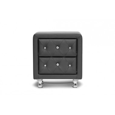 Baxton Studio Stella Crystal Tufted Upholstered Modern Nightstand Hover