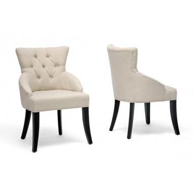 Baxton Studio Halifax Beige Linen Dining Chair - Set of 2 Hover