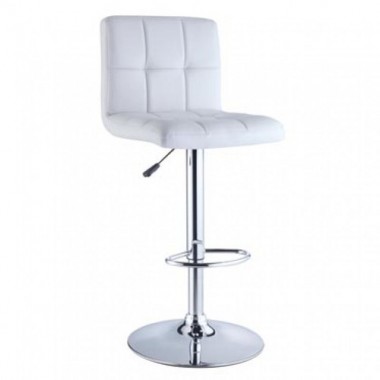Powell Quilted Faux Leather & Chrome Adjustable Height Bar Stool