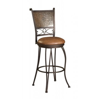 Powell Bronze with Muted Copper Stamped Back Bar Stool