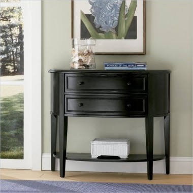 PowellAntique Black with Sand Through Terra Cotta Demilune Console Table