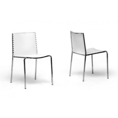 Baxton Studio Gridley White Plastic Modern Dining Chair - Set of 2