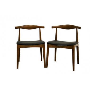 Baxton Studio Sonore Solid Wood Mid-Century Dining Chair -  Set of Two Hover