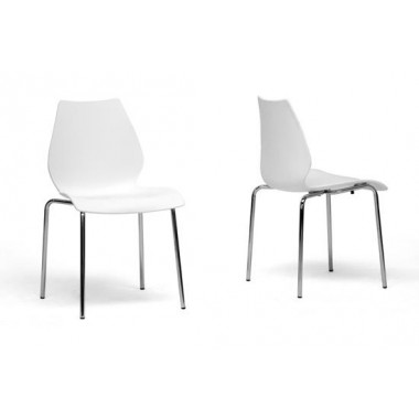 Baxton Studio Overlea White Plastic Modern Dining Chair - Set of 2 Hover