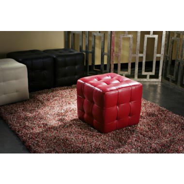 Diamond Sofa Zen Collection Bonded Leather Tufted Cube Accent Ottoman  Hover