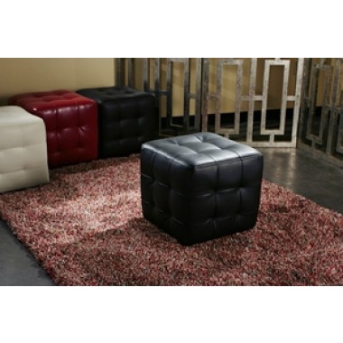 Diamond Sofa Zen Collection Bonded Leather Tufted Cube Accent Ottoman 